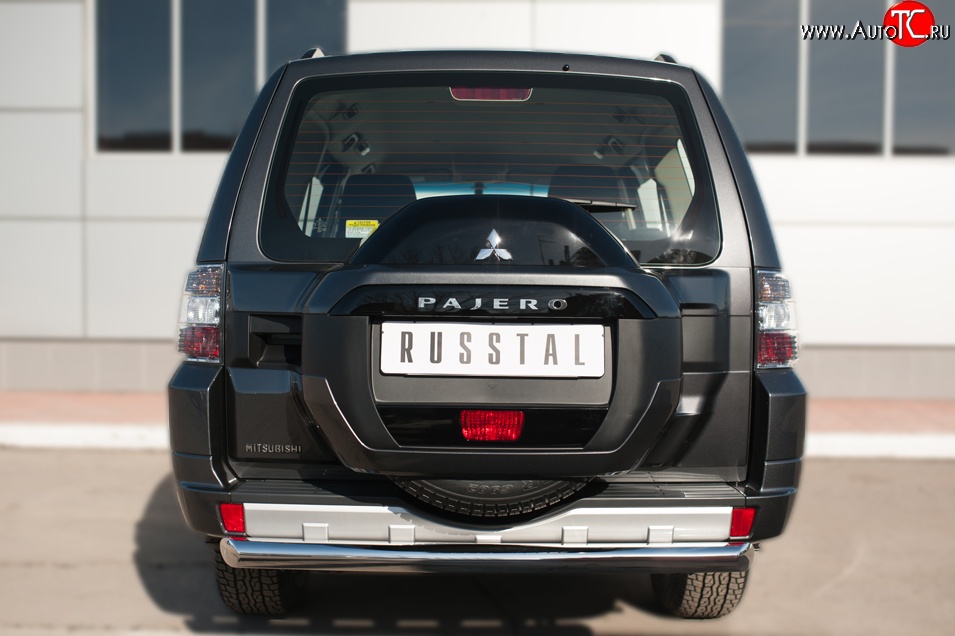 14 599 р. Защита заднего бампера (Ø76 мм, нержавейка) Russtal  Mitsubishi Pajero  4 V90 (2014-2020) 2-ой рестайлинг  с доставкой в г. Новочеркасск