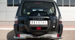 Защита заднего бампера (Ø63 мм уголки, нержавейка) Russtal Mitsubishi Pajero 4 V90 2-ой рестайлинг (2014-2020)