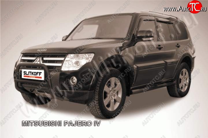 14 849 р. Кенгурятник d57 низкий  Mitsubishi Pajero ( 4 V90,  4 V80) (2006-2015) дорестайлинг, дорестайлинг, 1-ый рестайлинг, 3 дв. 1-ый рестайлинг (Цвет: серебристый)  с доставкой в г. Новочеркасск