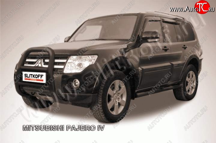 23 799 р. Кенгурятник d76 высокий Mitsubishi Pajero 4 V80 дорестайлинг (2006-2011) (Цвет: серебристый)  с доставкой в г. Новочеркасск