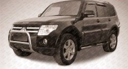 Усиленная низкая защита переднего бампера из трубы диаметром 57 мм Slitkoff Mitsubishi Pajero 4 V80 дорестайлинг (2006-2011)