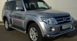 13 349 р. Защита порогов из круглой трубы диаметром 42 мм Russtal Mitsubishi Pajero 4 V90 дорестайлинг (2006-2011) (Защита порогов с со скосами на торцах (вариант 1))  с доставкой в г. Новочеркасск. Увеличить фотографию 7