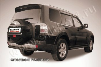 7 649 р. Защита задняя Slitkoff Mitsubishi Pajero 4 V90 2-ой рестайлинг (2014-2020) (Цвет: серебристый)  с доставкой в г. Новочеркасск. Увеличить фотографию 1