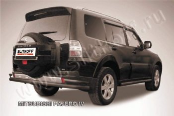 9 799 р. Защита задняя Slitkoff (d76/42)  Mitsubishi Pajero  4 V90 (2006-2020) дорестайлинг, 1-ый рестайлинг, 2-ой рестайлинг (Цвет: серебристый)  с доставкой в г. Новочеркасск. Увеличить фотографию 1