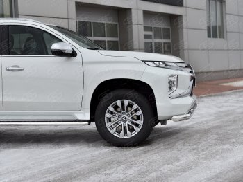 30 649 р. Защита переднего бампера (2 трубы Ø76 и 42 мм, нержавейка) SLITKOFF Mitsubishi Pajero Sport QF рестайлинг (2019-2022)  с доставкой в г. Новочеркасск. Увеличить фотографию 4