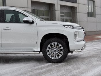 24 899 р. Защита переднего бампера SLITKOFF (Ø63 мм с уголками, нержавейка)  Mitsubishi Pajero Sport  QF (2019-2022) рестайлинг  с доставкой в г. Новочеркасск. Увеличить фотографию 4