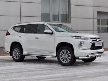 24 899 р. Защита переднего бампера SLITKOFF (Ø63 мм с уголками, нержавейка)  Mitsubishi Pajero Sport  QF (2019-2022) рестайлинг  с доставкой в г. Новочеркасск. Увеличить фотографию 3