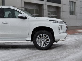 15 399 р. Защита переднего бампера SLITKOFF (Ø63 мм, нержавейка)  Mitsubishi Pajero Sport  QF (2019-2022) рестайлинг  с доставкой в г. Новочеркасск. Увеличить фотографию 4