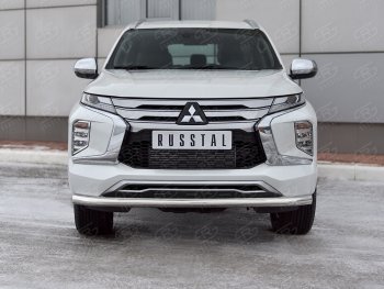 15 399 р. Защита переднего бампера SLITKOFF (Ø63 мм, нержавейка)  Mitsubishi Pajero Sport  QF (2019-2022) рестайлинг  с доставкой в г. Новочеркасск. Увеличить фотографию 3