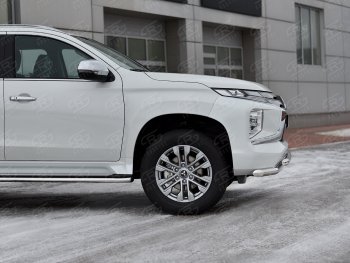 28 949 р. Защита переднего бампера (2 трубы Ø63 и 42 мм, нержавейка) SLITKOFF Mitsubishi Pajero Sport QF рестайлинг (2019-2022)  с доставкой в г. Новочеркасск. Увеличить фотографию 4