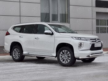 28 949 р. Защита переднего бампера (2 трубы Ø63 и 42 мм, нержавейка) SLITKOFF Mitsubishi Pajero Sport QF рестайлинг (2019-2022)  с доставкой в г. Новочеркасск. Увеличить фотографию 3