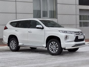 16 699 р. Защита переднего бампера (Ø76 мм, нержавейка) SLITKOFF  Mitsubishi Pajero Sport  QF (2019-2022) рестайлинг  с доставкой в г. Новочеркасск. Увеличить фотографию 3