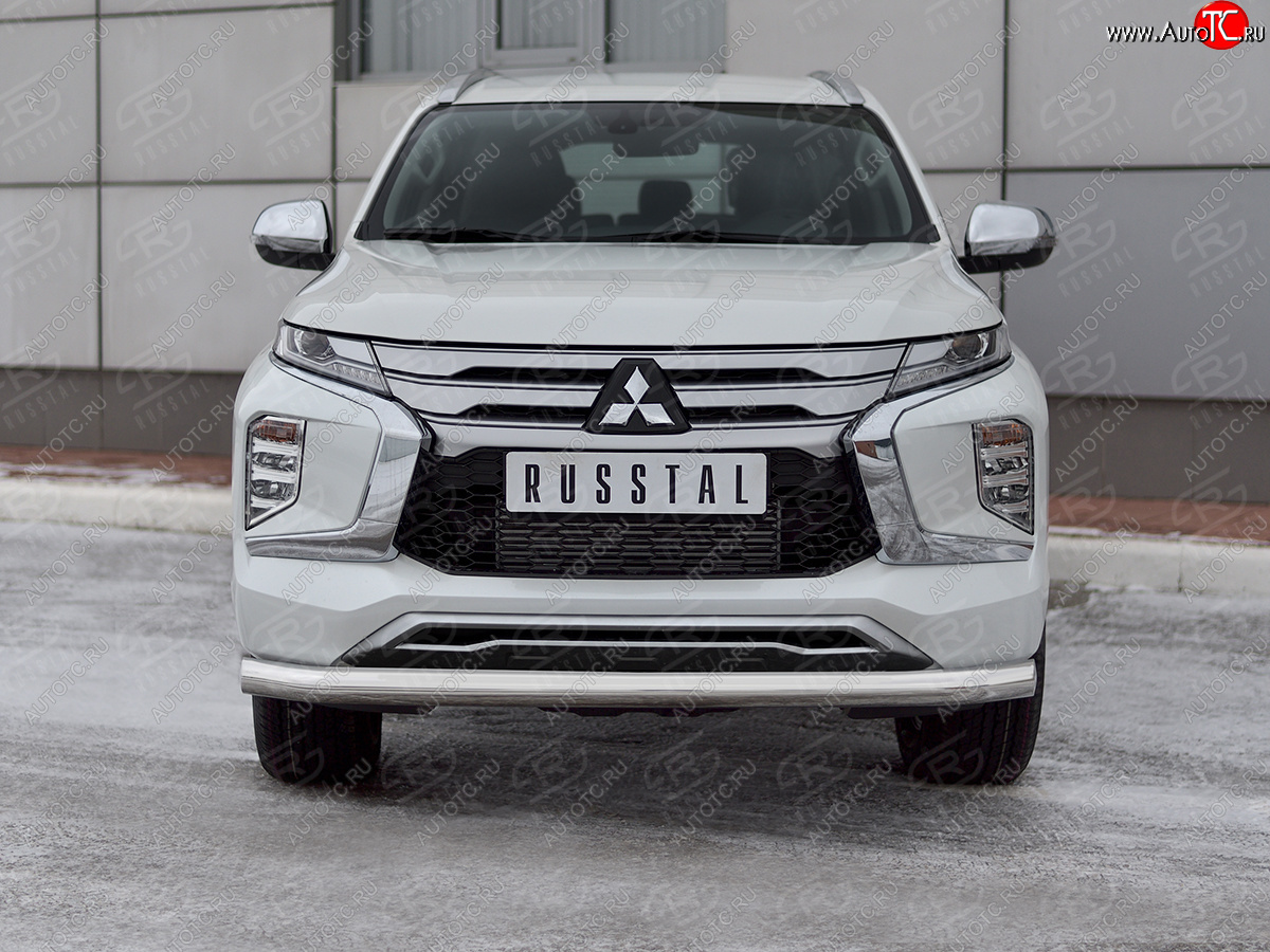 16 699 р. Защита переднего бампера (Ø76 мм, нержавейка) SLITKOFF  Mitsubishi Pajero Sport  QF (2019-2022) рестайлинг  с доставкой в г. Новочеркасск