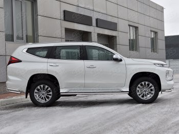 14 999 р. Защита порогов на SLITKOFF (Ø42 мм) Mitsubishi Pajero Sport QF рестайлинг (2019-2022) (полированная нержавейка)  с доставкой в г. Новочеркасск. Увеличить фотографию 3