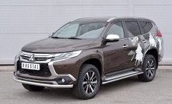 11 999 р. Защита переднего бампера (Ø63 мм, нержавейка) Russtal Mitsubishi Pajero Sport QE дорестайлинг (2015-2021)  с доставкой в г. Новочеркасск. Увеличить фотографию 2