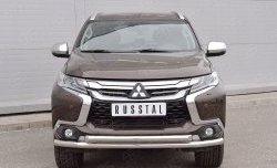 16 999 р. Защита переднего бампера (2 трубыØ63 мм, нержавейка) Russtal  Mitsubishi Pajero Sport  QE (2015-2021) дорестайлинг  с доставкой в г. Новочеркасск. Увеличить фотографию 1