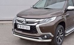 12 999 р. Защита переднего бампера (Ø76 мм, нержавейка) Russtal Mitsubishi Pajero Sport QE дорестайлинг (2015-2021)  с доставкой в г. Новочеркасск. Увеличить фотографию 3