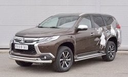 18 799 р. Защита переднего бампера (2 трубыØ76 и 42 мм, нержавейка) Russtal Mitsubishi Pajero Sport QE дорестайлинг (2015-2021)  с доставкой в г. Новочеркасск. Увеличить фотографию 2