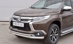 18 799 р. Защита переднего бампера (2 трубыØ76 и 42 мм, нержавейка) Russtal Mitsubishi Pajero Sport QE дорестайлинг (2015-2021)  с доставкой в г. Новочеркасск. Увеличить фотографию 3