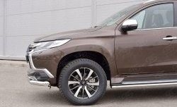 18 799 р. Защита переднего бампера (2 трубыØ76 и 42 мм, нержавейка) Russtal Mitsubishi Pajero Sport QE дорестайлинг (2015-2021)  с доставкой в г. Новочеркасск. Увеличить фотографию 4