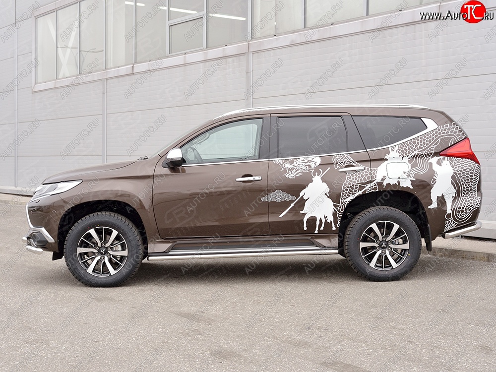 14 999 р. Защита порогов из круглой трубы диаметром 42 мм SLITKOFF  Mitsubishi Pajero Sport  QE (2015-2021) дорестайлинг  с доставкой в г. Новочеркасск