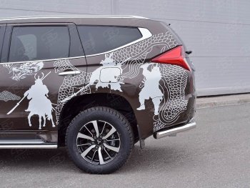 21 899 р. Защита заднего бампера (Ø63 мм, нержавейка) SLITKOFF  Mitsubishi Pajero Sport  QE (2015-2021) дорестайлинг (лист - нержавейка, профиль - нержавейка)  с доставкой в г. Новочеркасск. Увеличить фотографию 2