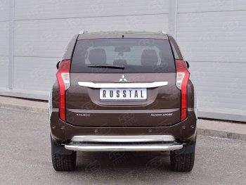 21 899 р. Защита заднего бампера (Ø63 мм, нержавейка) SLITKOFF  Mitsubishi Pajero Sport  QE (2015-2021) дорестайлинг (лист - нержавейка, профиль - нержавейка)  с доставкой в г. Новочеркасск. Увеличить фотографию 3