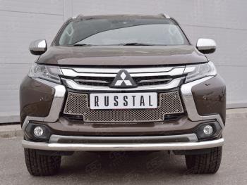 4 299 р. Сетка нижнего воздухозаборника (нержавеющая сталь) Russtal  Mitsubishi Pajero Sport  QE (2015-2021) дорестайлинг  с доставкой в г. Новочеркасск. Увеличить фотографию 1