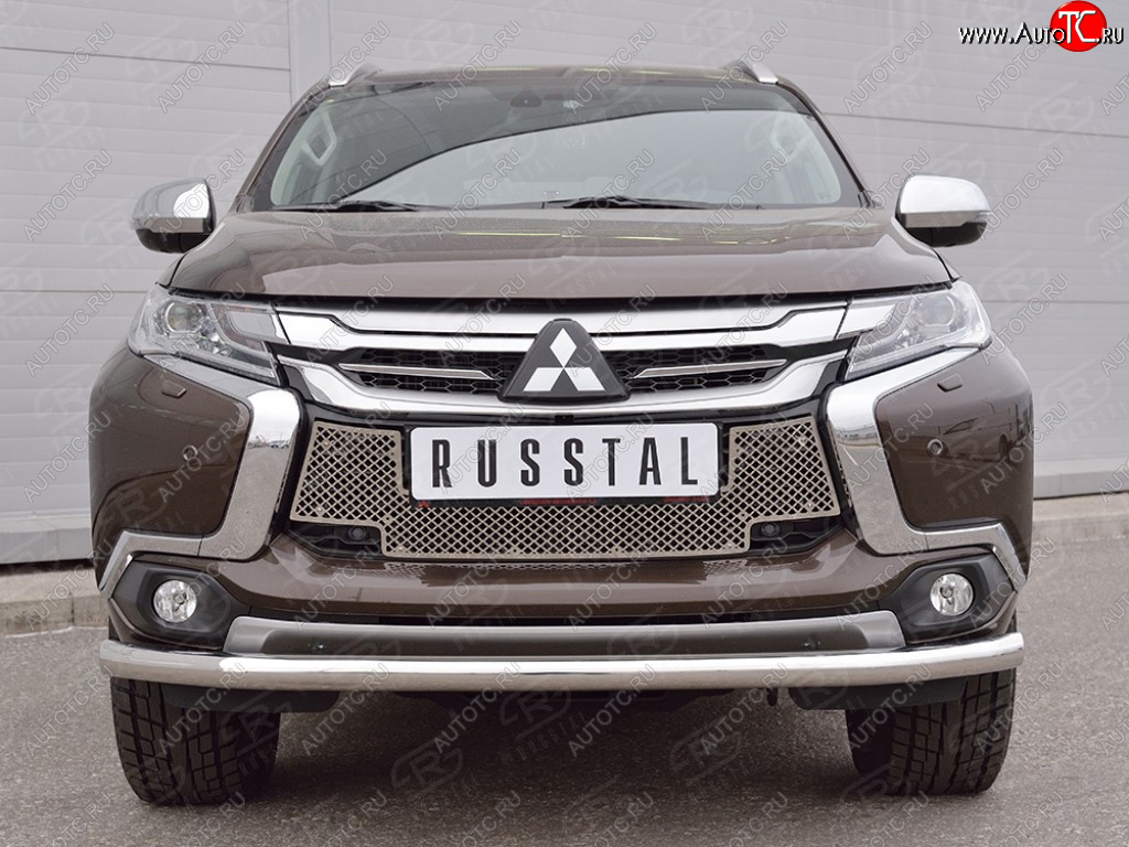 4 299 р. Сетка нижнего воздухозаборника (нержавеющая сталь) Russtal Mitsubishi Pajero Sport QE дорестайлинг (2015-2021)  с доставкой в г. Новочеркасск