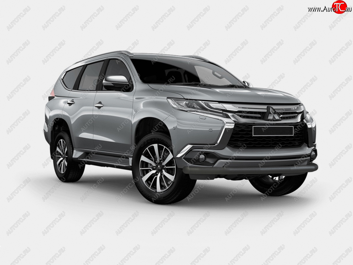 9 199 р. Защита переднего бампера (Ø63 мм, окрашенная) Russtal  Mitsubishi Pajero Sport  QE (2015-2021) дорестайлинг (цвет черный муар)  с доставкой в г. Новочеркасск