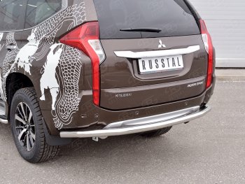 Защита заднего бампера (Ø63 мм, нержавейка) SLITKOFF Mitsubishi Pajero Sport QE дорестайлинг (2015-2021)