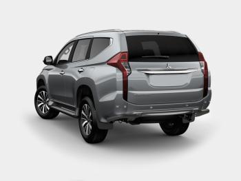 Защита заднего бампера SLITKOFF (Ø63 мм уголки, окрашенная) Mitsubishi (Митсубиси) Pajero Sport (Паджеро)  QE (2015-2021) QE дорестайлинг  (цвет черный муар)