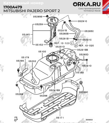 19 849 р. Бак топливный BAKPLAST (70 л., пластиковый) Mitsubishi Pajero Sport PB дорестайлинг (2008-2013)  с доставкой в г. Новочеркасск. Увеличить фотографию 4