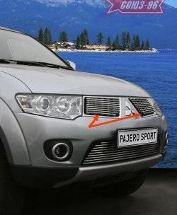 4 499 р. Декоративные элементы решетки радиатора Souz-96 (d10) Mitsubishi Pajero Sport PB дорестайлинг (2008-2013)  с доставкой в г. Новочеркасск. Увеличить фотографию 1