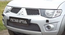 2 179 р. Защитная сетка решетки переднего бампера РА Mitsubishi Pajero Sport PB дорестайлинг (2008-2013)  с доставкой в г. Новочеркасск. Увеличить фотографию 1