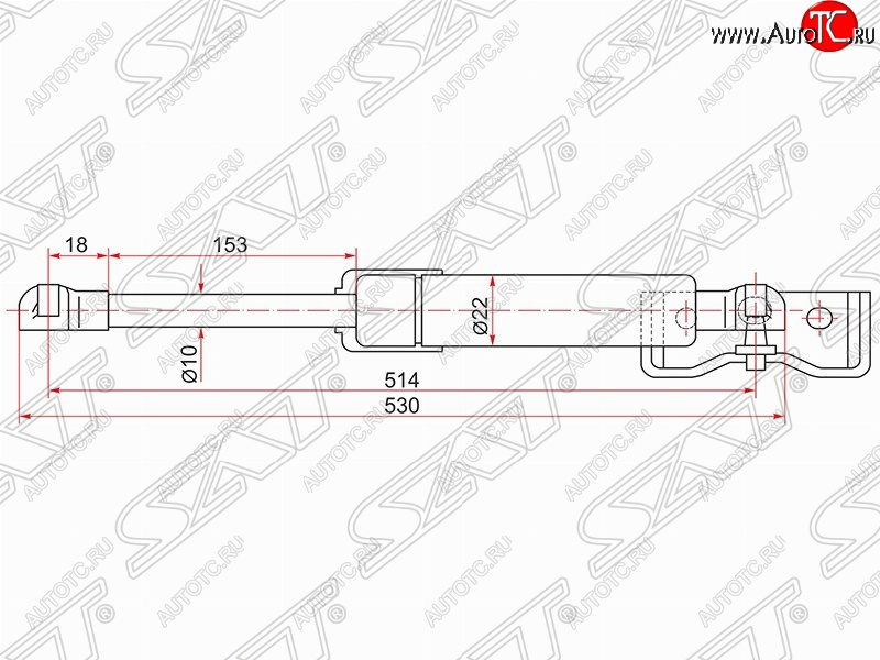 1 179 р. Газовый упор крышки багажника SAT  Mitsubishi Pajero Sport  PB (2008-2013) дорестайлинг  с доставкой в г. Новочеркасск