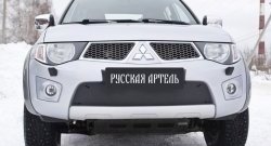 1 159 р. Зимняя заглушка решетки переднего бампера РА  Mitsubishi Pajero Sport  PB (2008-2013) дорестайлинг  с доставкой в г. Новочеркасск. Увеличить фотографию 2