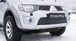 1 159 р. Зимняя заглушка решетки переднего бампера РА  Mitsubishi Pajero Sport  PB (2008-2013) дорестайлинг  с доставкой в г. Новочеркасск. Увеличить фотографию 3