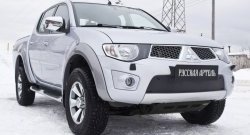 Зимняя заглушка решетки переднего бампера РА Mitsubishi (Митсубиси) Pajero Sport (Паджеро)  PB (2008-2013) PB дорестайлинг