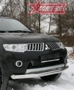 Защита переднего бампера одинарная Souz-96 (d76) Mitsubishi Pajero Sport PB дорестайлинг (2008-2013)