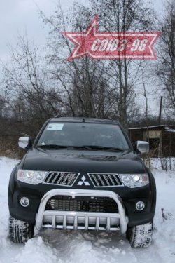 18 314 р. Защита переднего бампера Souz-96 (d76) Mitsubishi Pajero Sport PB дорестайлинг (2008-2013)  с доставкой в г. Новочеркасск. Увеличить фотографию 2