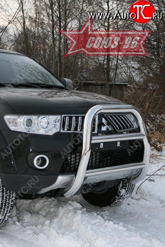 16 739 р. Защита переднего бампера Souz-96 (d76) Mitsubishi Pajero Sport PB дорестайлинг (2008-2013)  с доставкой в г. Новочеркасск