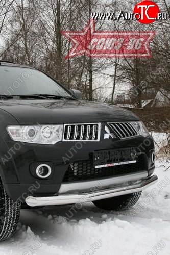 11 564 р. Защита переднего бампера одинарная Souz-96 (d76) Mitsubishi Pajero Sport PB дорестайлинг (2008-2013)  с доставкой в г. Новочеркасск