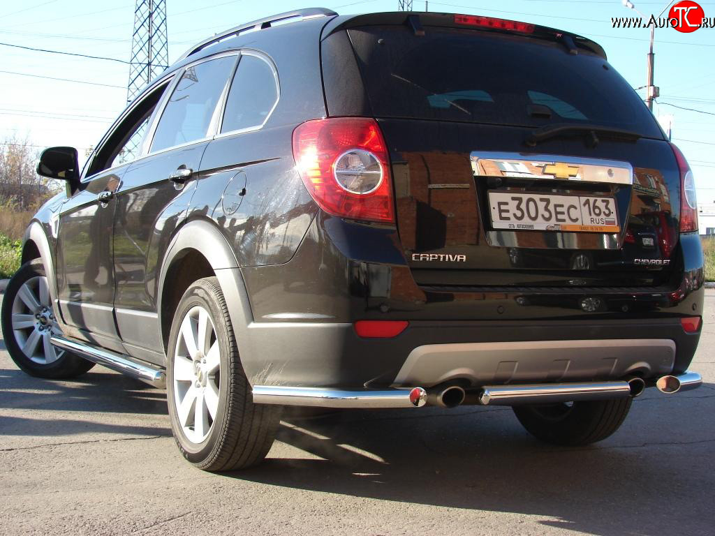 8 599 р. Защита заднего бампера из труб d63.5 Metall-design Chevrolet Captiva  дорестайлинг (2006-2011) (Комплект)  с доставкой в г. Новочеркасск