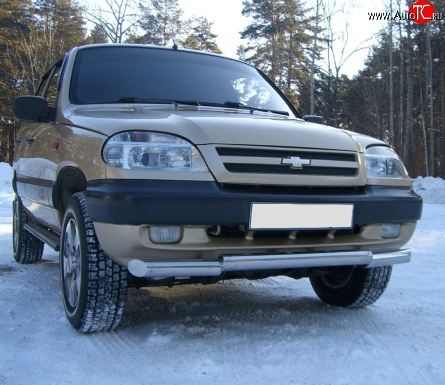 13 699 р. Защита переднего бампера (Ø63 мм ступень, нержавейка) SLITKOFF  Chevrolet Niva  2123 (2002-2008), Лада 2123 (Нива Шевроле) (2002-2008)  с доставкой в г. Новочеркасск