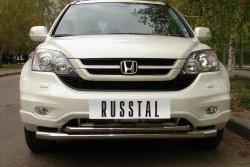 23 799 р. Защита переднего бампера (2 трубыØ63 и 42 мм, нержавейка) SLITKOFF  Honda CR-V  RE1,RE2,RE3,RE4,RE5,RE7 (2009-2012) рестайлинг (Объём двигателя 2.0 л)  с доставкой в г. Новочеркасск. Увеличить фотографию 2