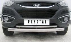 16 899 р. Защита переднего бампера (2 трубыØ76 и 42 мм, нержавейка) SLITKOFF Hyundai IX35 LM дорестайлинг (2009-2013)  с доставкой в г. Новочеркасск. Увеличить фотографию 2