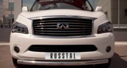 17 799 р. Одинарная защита переднего бампера Russtal диаметром 76 мм  INFINITI QX56  Z62 (2010-2013)  с доставкой в г. Новочеркасск. Увеличить фотографию 2