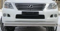 Защита переднего бампера (2 трубыØ70 мм, нержавейка) Russtal Lexus LX570 J200 дорестайлинг (2007-2012)