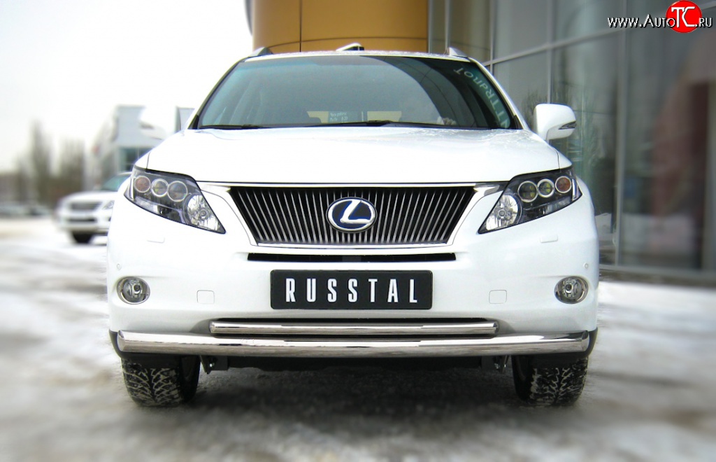 16 999 р. Защита переднего бампера (2 трубыØ76 и 42 мм, нержавейка) Russtal  Lexus RX270  AL10 - RX450H  AL10  с доставкой в г. Новочеркасск